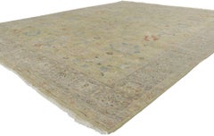 New Distressed Oushak Rug with Vintage Style