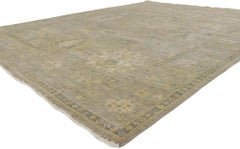 New Distressed Oushak Rug with Vintage Style