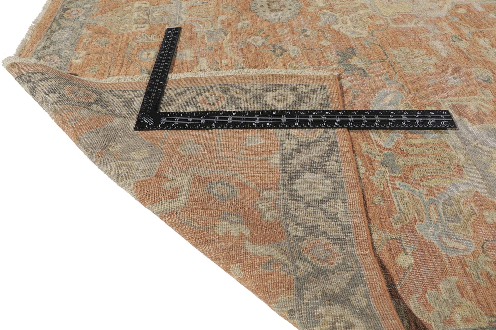 New Distressed Oushak Rug with Vintage Style In New Condition For Sale In Dallas, TX