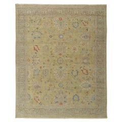 Nueva alfombra Oushak envejecida de estilo vintage