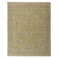 New Distressed Oushak Rug with Vintage Style