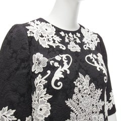 new DOLCE GABBANA 2019 Runway black white floral baroque jacquard dress IT44 L