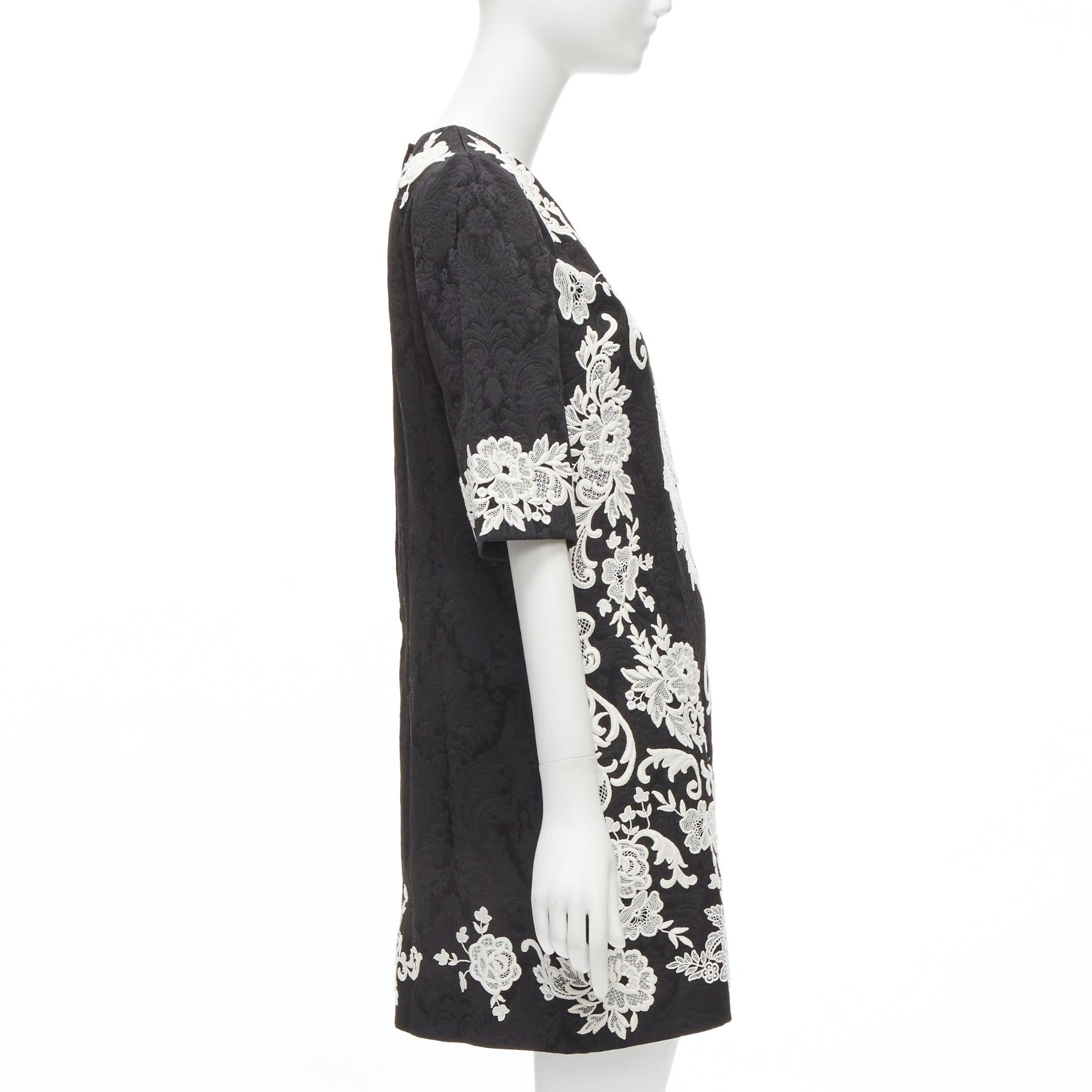 new DOLCE GABBANA 2019 Runway black white floral baroque jacquard dress IT44 L In New Condition For Sale In Hong Kong, NT