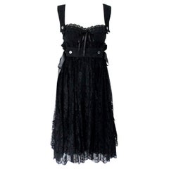 Robe de cocktail de soirée Dolce & Gabbana noire avec corset et dentelle 40