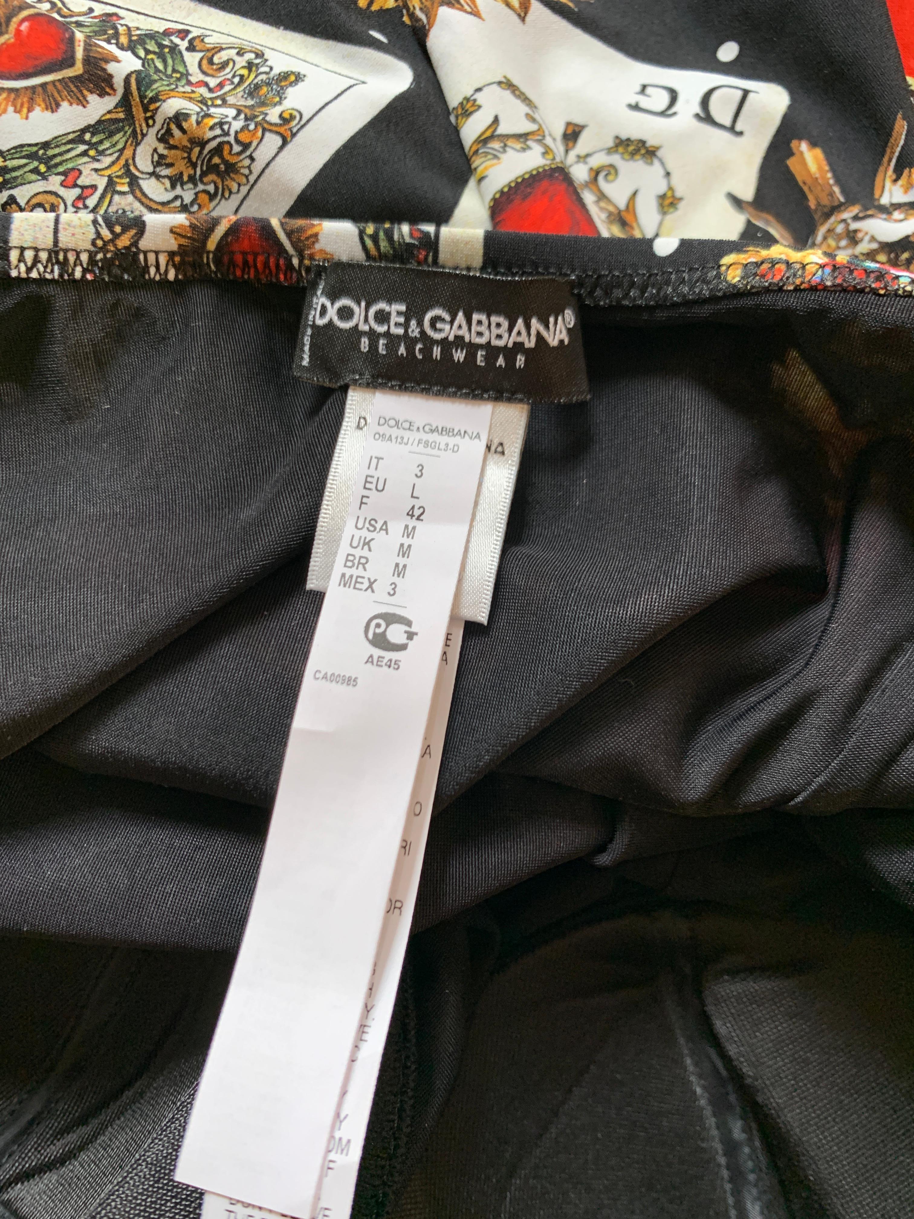 New Dolce & Gabbana Black Playing Card Print One Piece Bathing Suit Swim Suit  In New Condition In San Francisco, CA