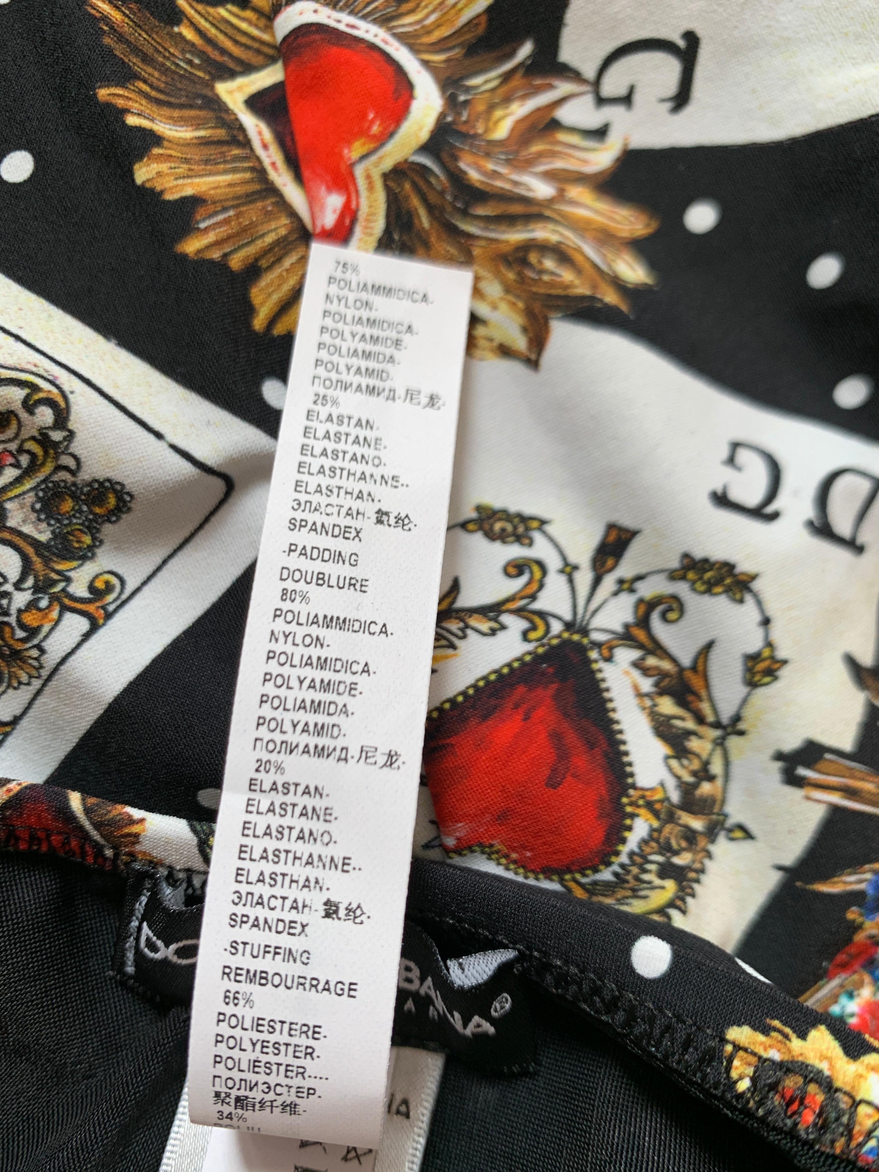 Women's New Dolce & Gabbana Black Playing Card Print One Piece Bathing Suit Swim Suit 