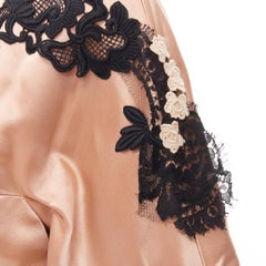new DOLCE GABBANA blush rose satin lace applique boxy cocoon coat IT36 XS