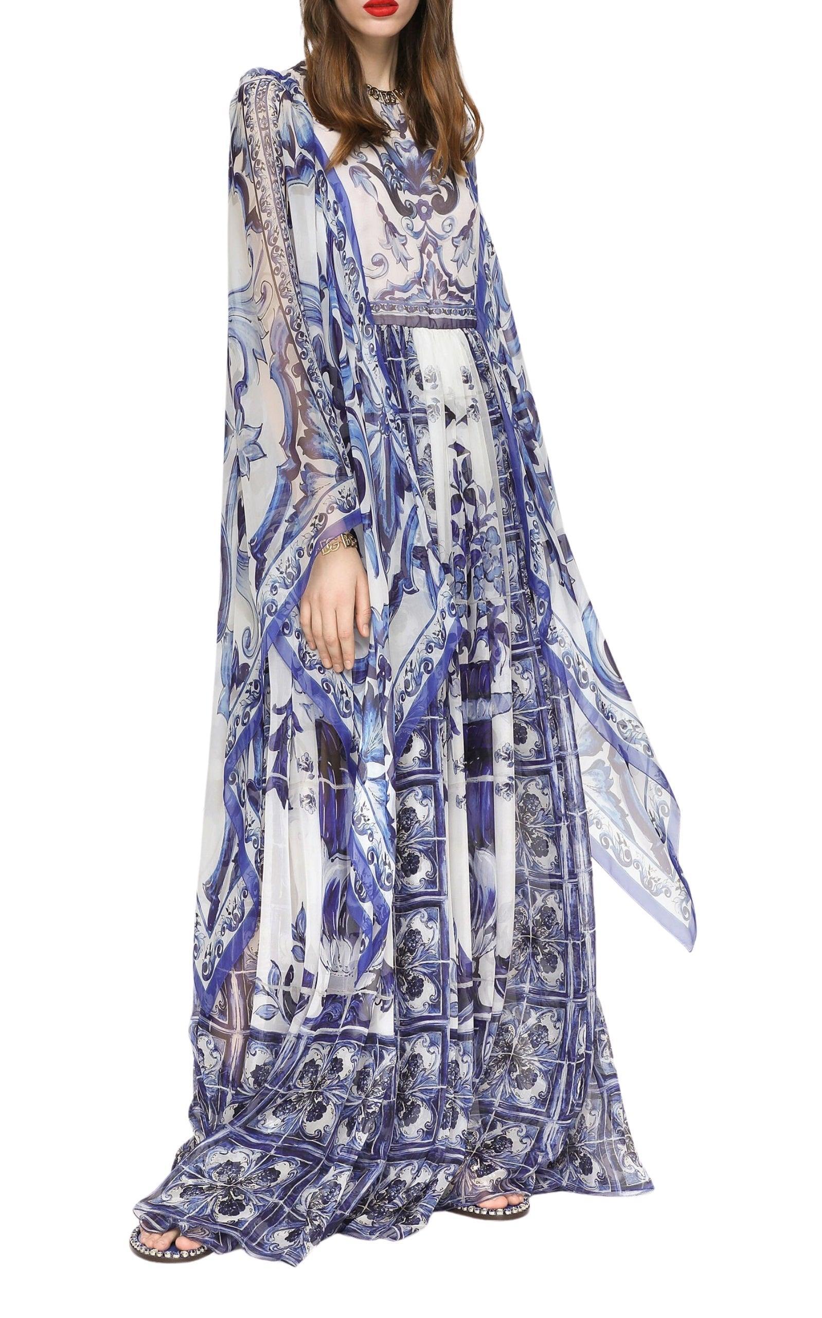 New Dolce & Gabbana Chiffon Kimono Dress IT 42 US 6 In New Condition For Sale In Brossard, QC