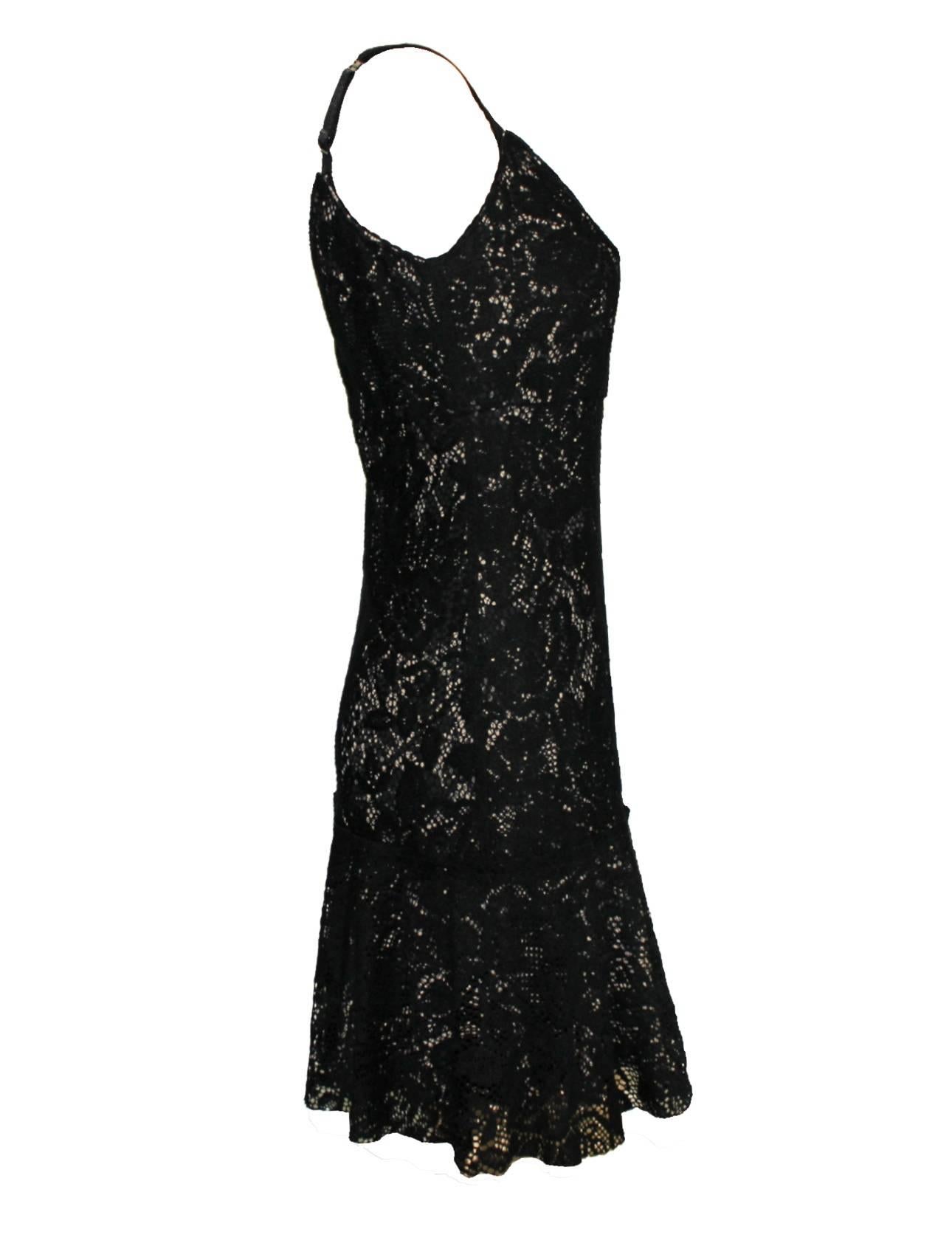 NEW Dolce Gabbana Crochet Knit Lace Print Silk Dress 44 For Sale at ...
