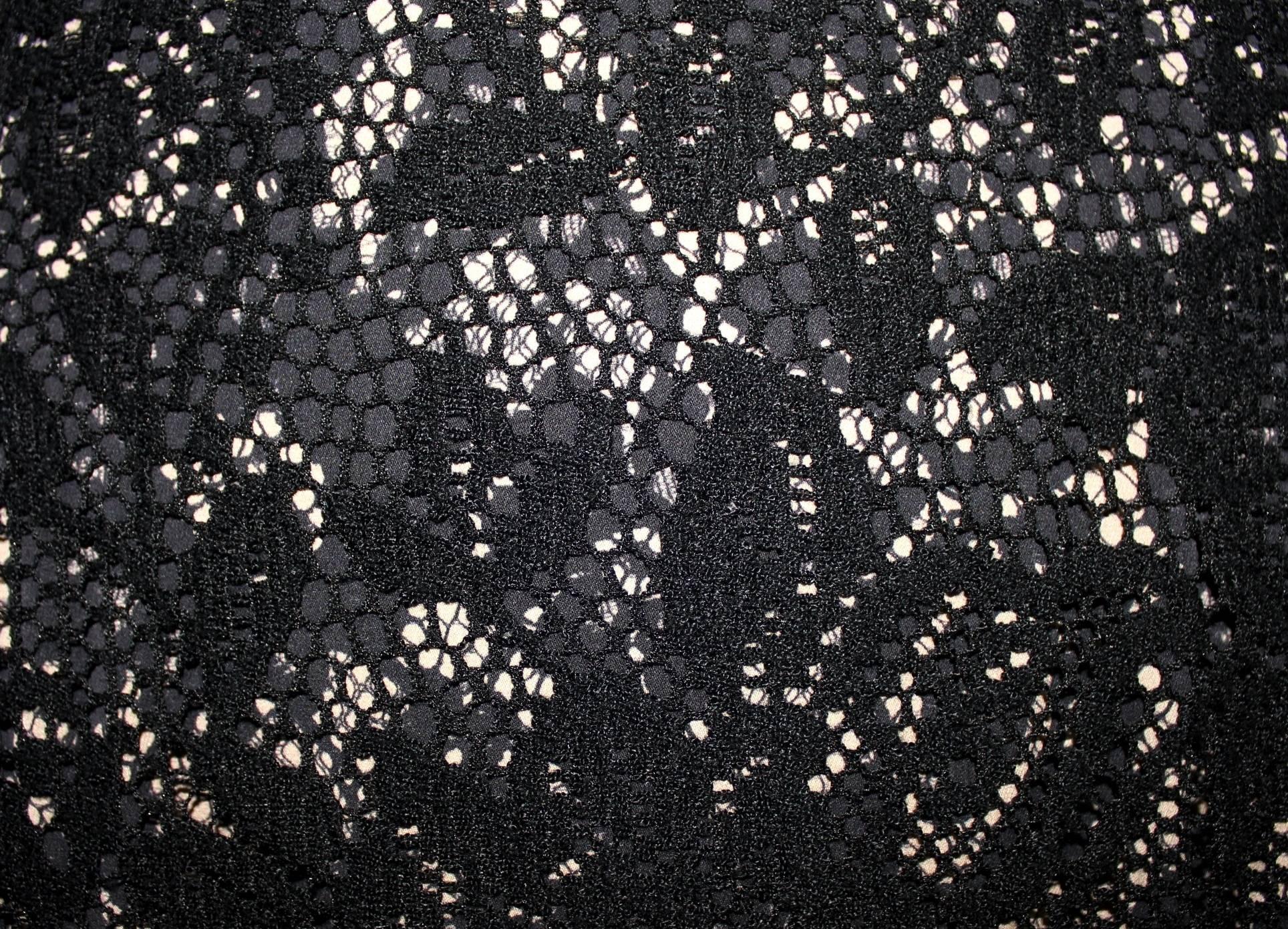 Women's NEW Dolce Gabbana Crochet Knit Lace Print Silk Dress 44 For Sale