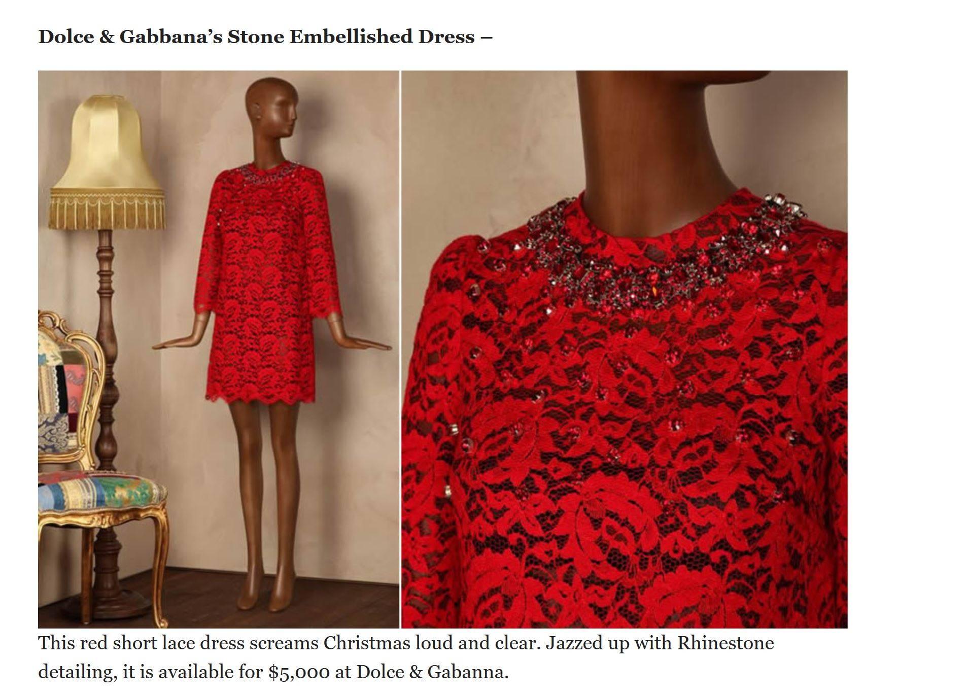 NEW Dolce & Gabbana Crystal Embellished Red Lace & Silk Dress 38 For Sale 5