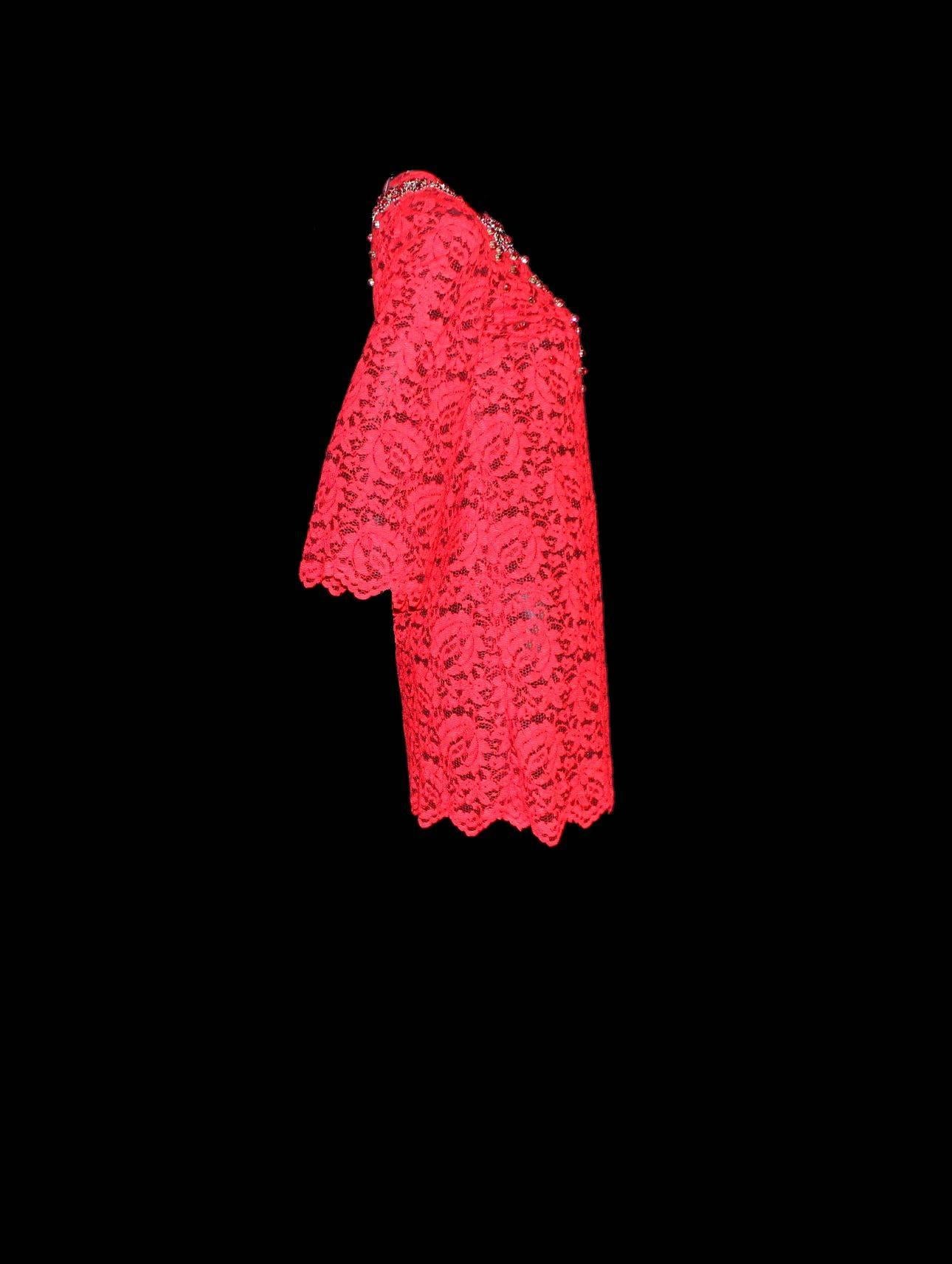 Dolce & Gabbana - Robe en dentelle et soie rouge ornée de cristaux, taille 38, état neuf en vente 2