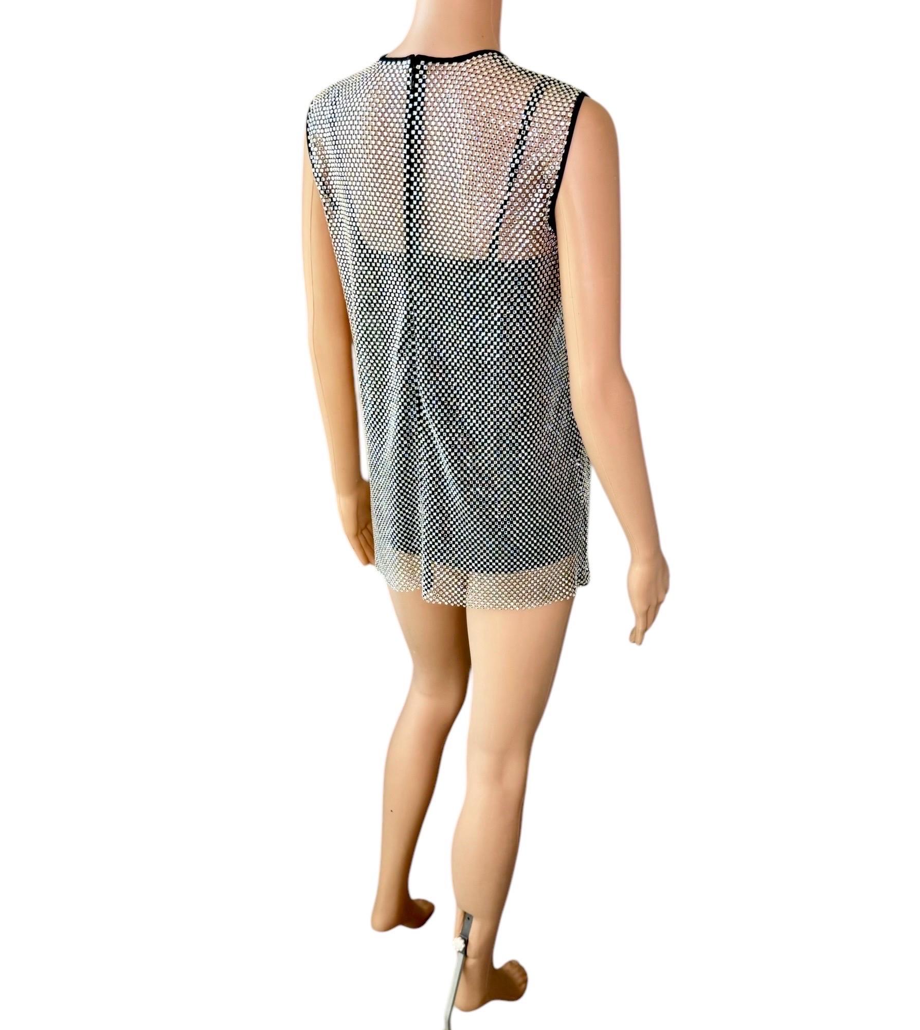 New Dolce & Gabbana Crystal Embellished Sheer Oversized Tank Top For Sale 7