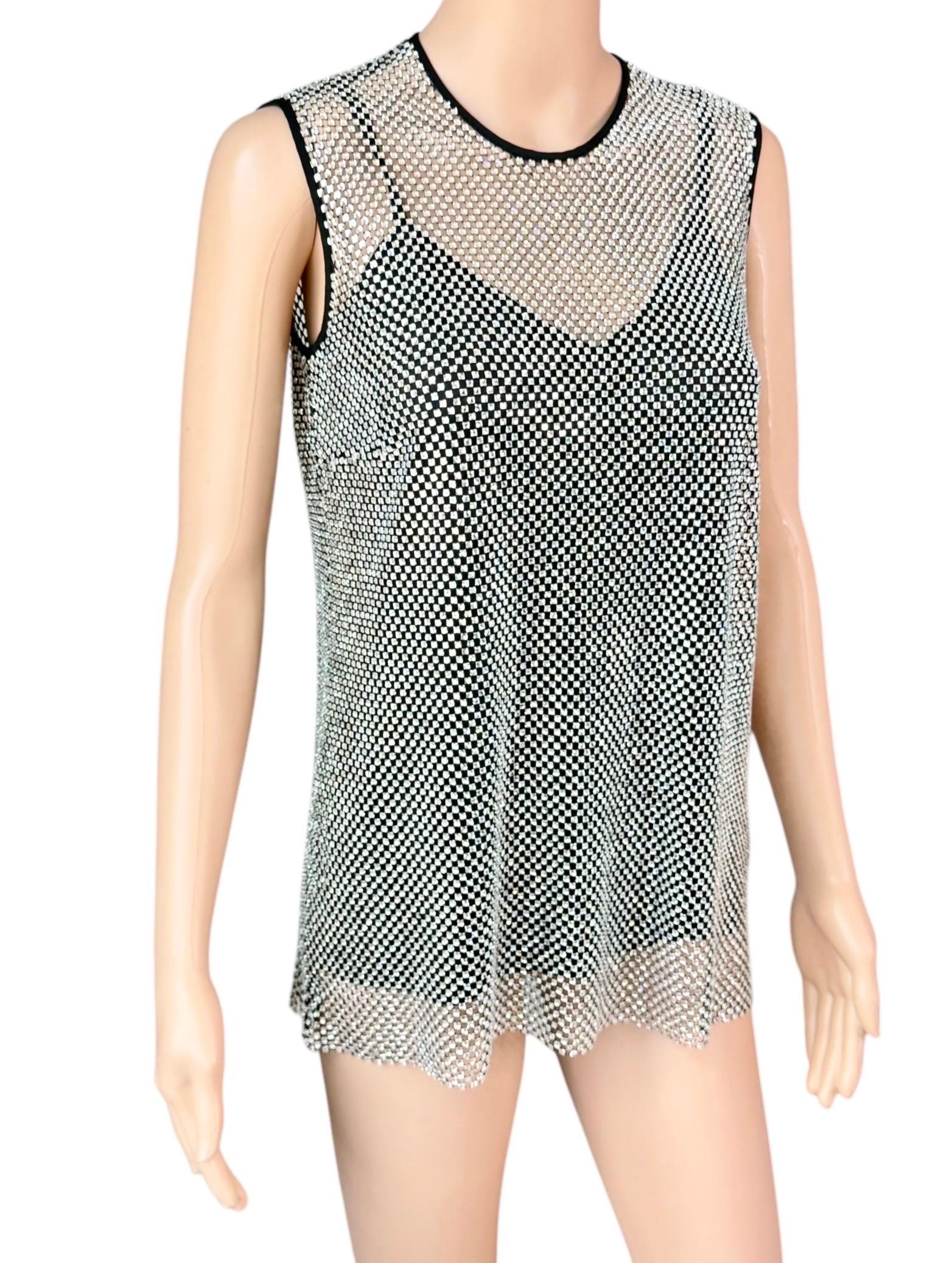 New Dolce & Gabbana Crystal Embellished Sheer Oversized Tank Top 

Size: IT 38

Condition: New with Tags
