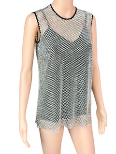 New Dolce & Gabbana Crystal Embellished Sheer Oversized Tank Top