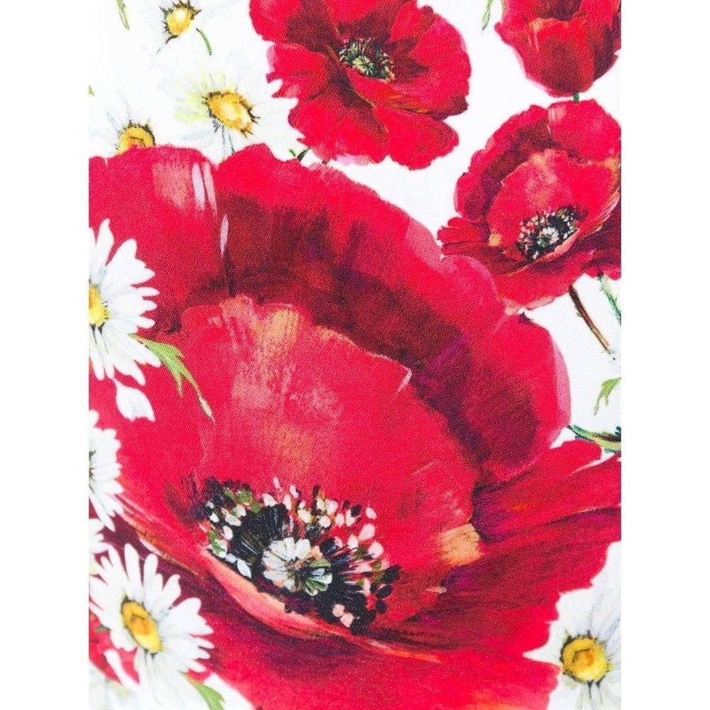 Beige NEW Dolce & Gabbana Daisy and Poppy Print Silk Blend Dress sz IT42 US 4 For Sale