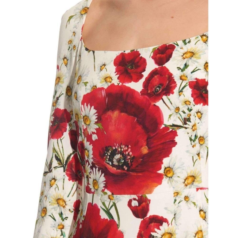 Women's NEW Dolce & Gabbana Daisy and Poppy Print Silk Blend Dress sz IT42 US 4 For Sale