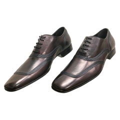 DOLCE & GABBANA DARK BRONZE SPAZZOLATO LACES LEATHER SHOES 43 - 10