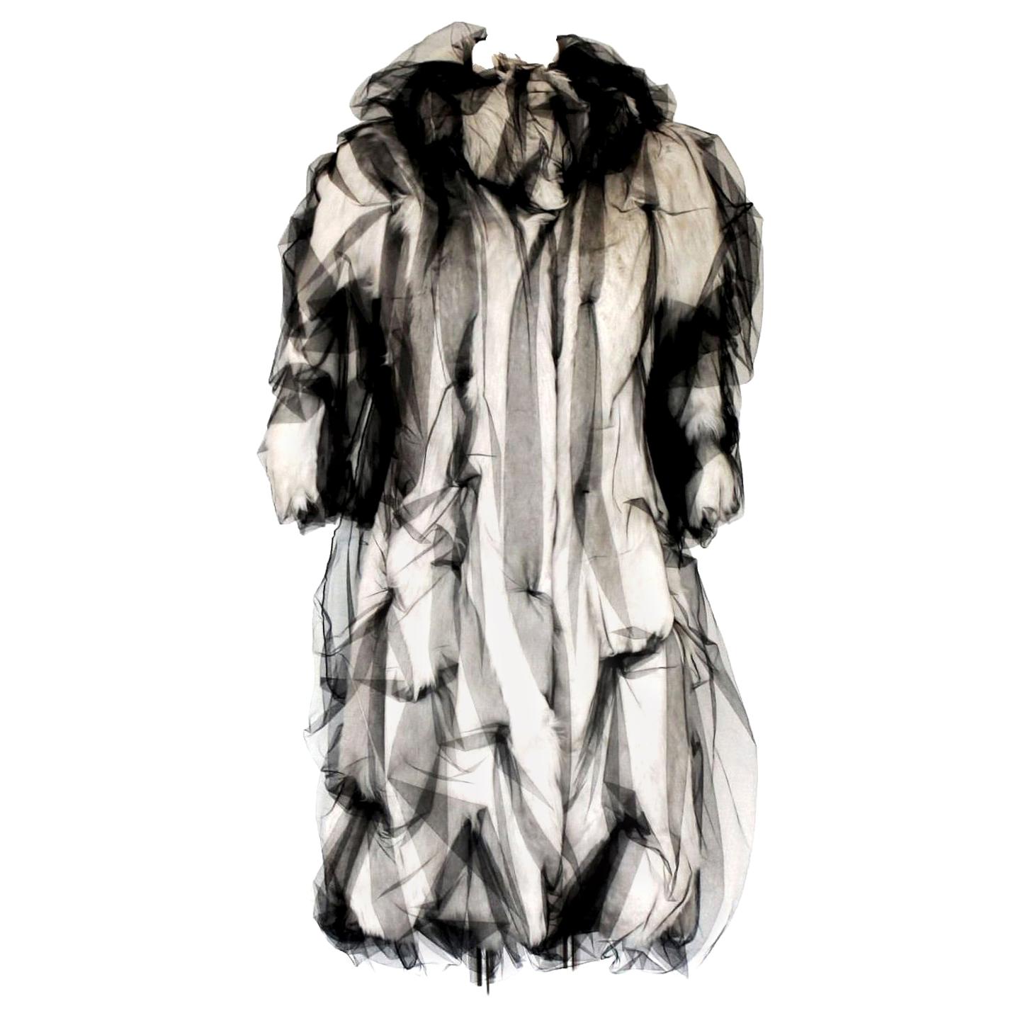 NEW Dolce & Gabbana Demi-Couture Evening Tulle Alpaca Fur Coat