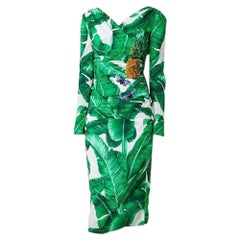 NEW Dolce & Gabbana Embellished Printed Silk Dress sz IT42 US 4