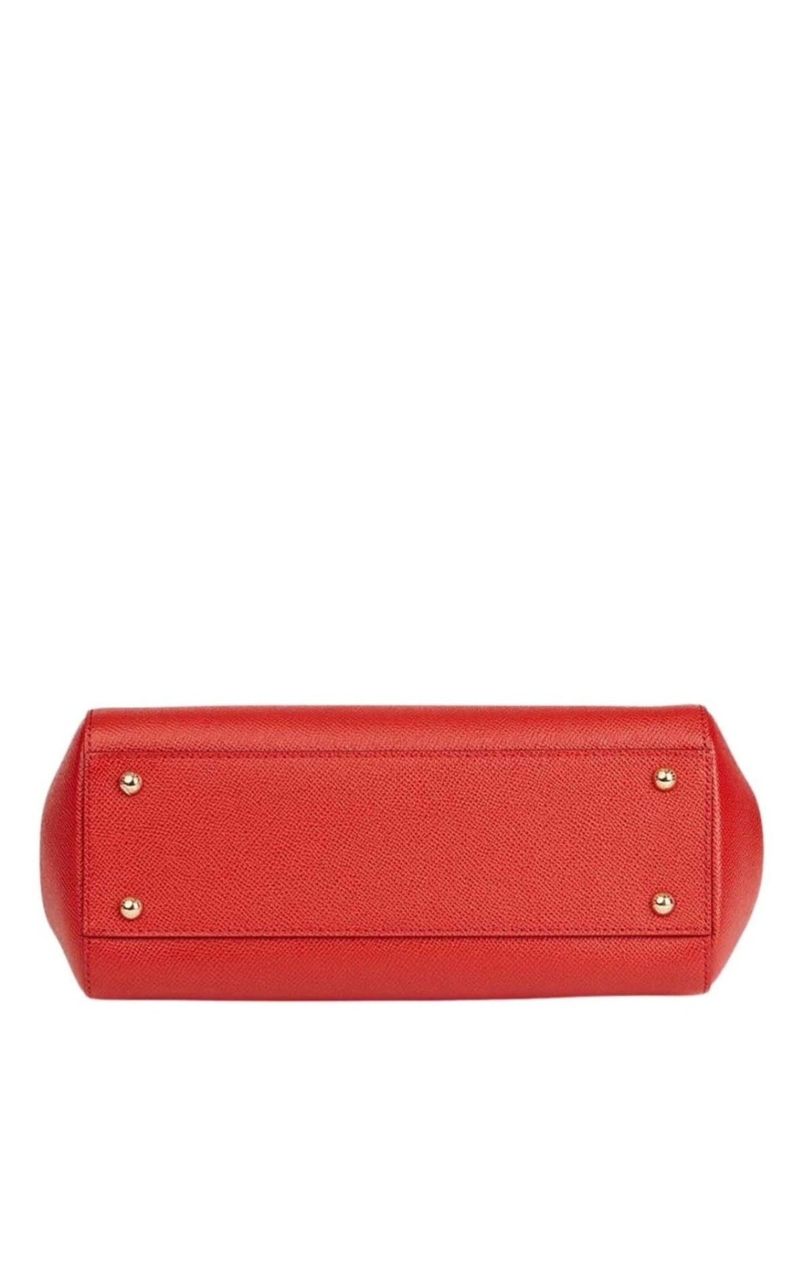 NEW Dolce & Gabbana Family Print Sicily Red Leather Tote Shoulder Structured Bag For Sale 3