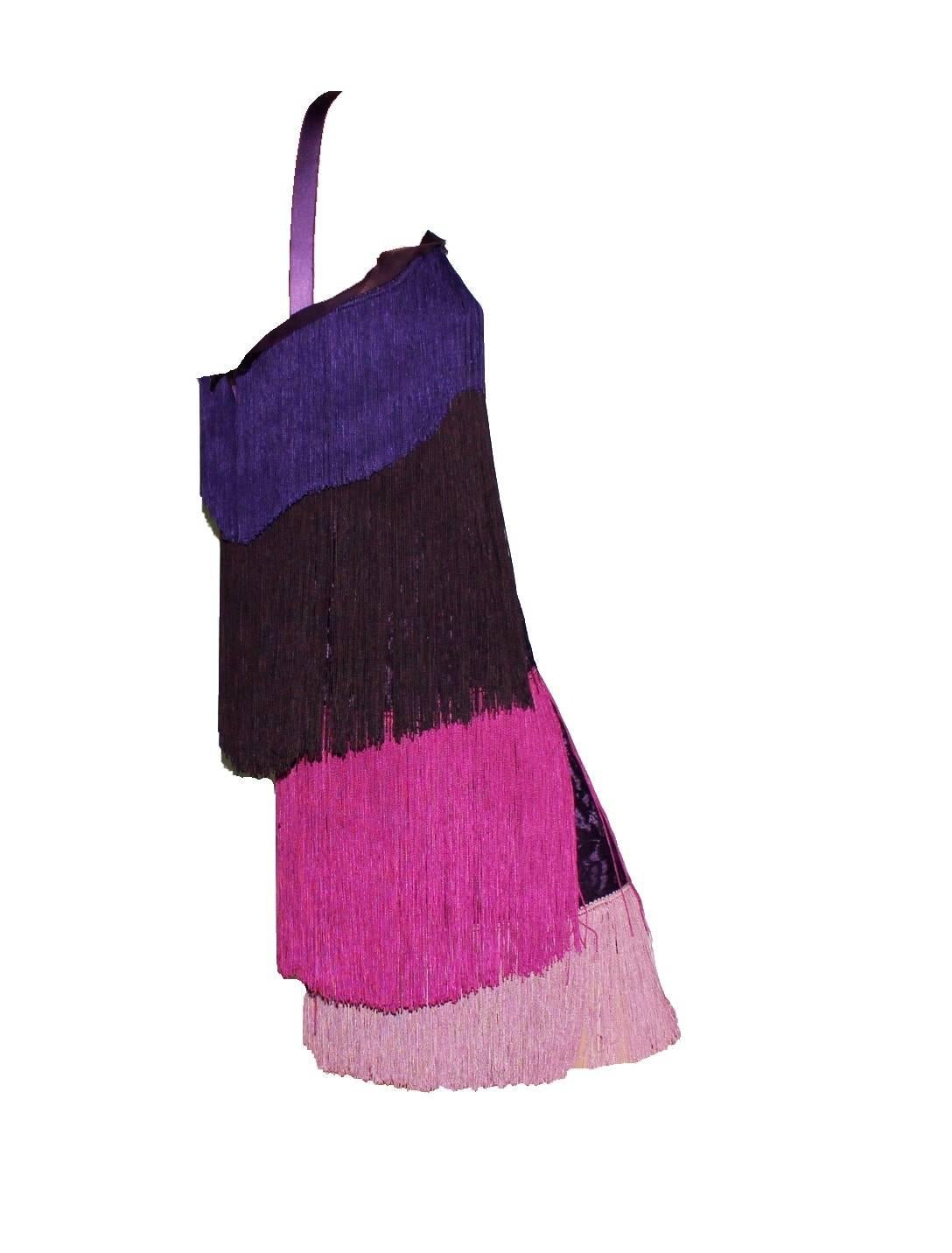 purple fringe dress