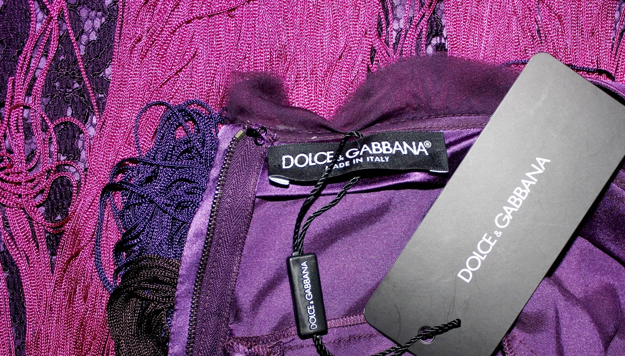 NEW Dolce & Gabbana Fringe & Lace Flapper Style Cocktail Dress 40 3