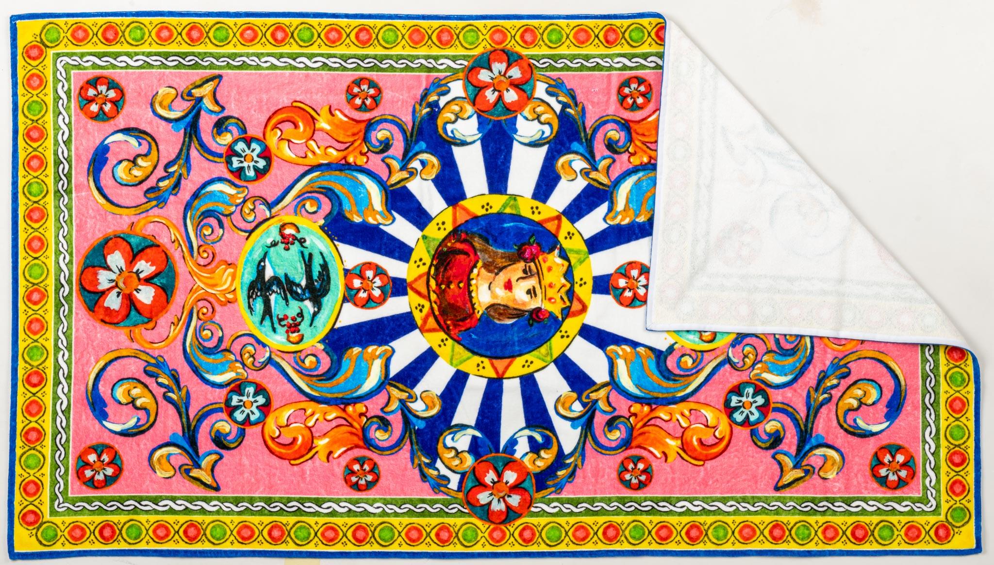 Dolce & Gabbana brand new terry cloth beach towel with sicilian design. Made in Italy .