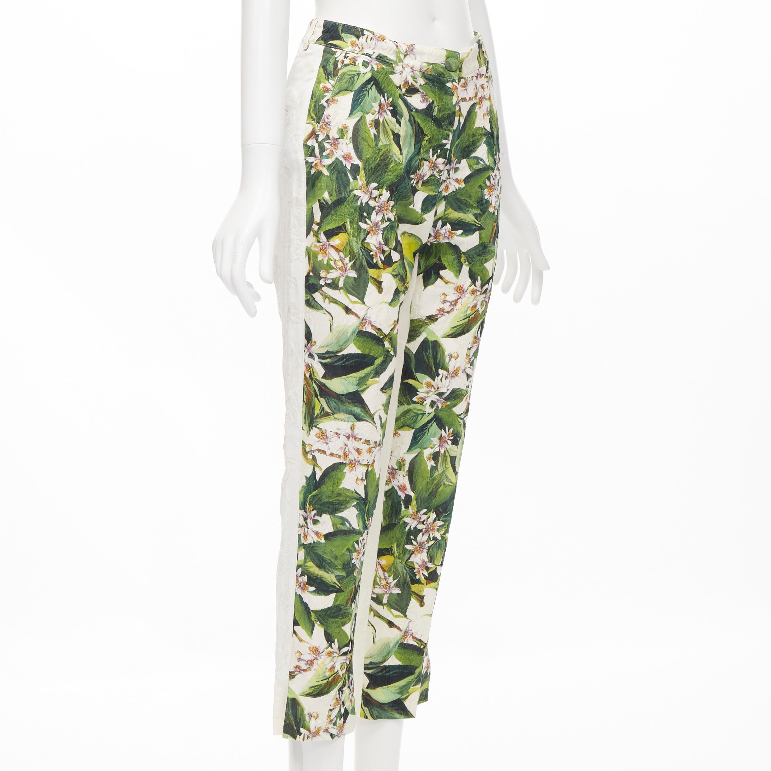 flowers and skulls jacquard denim pants