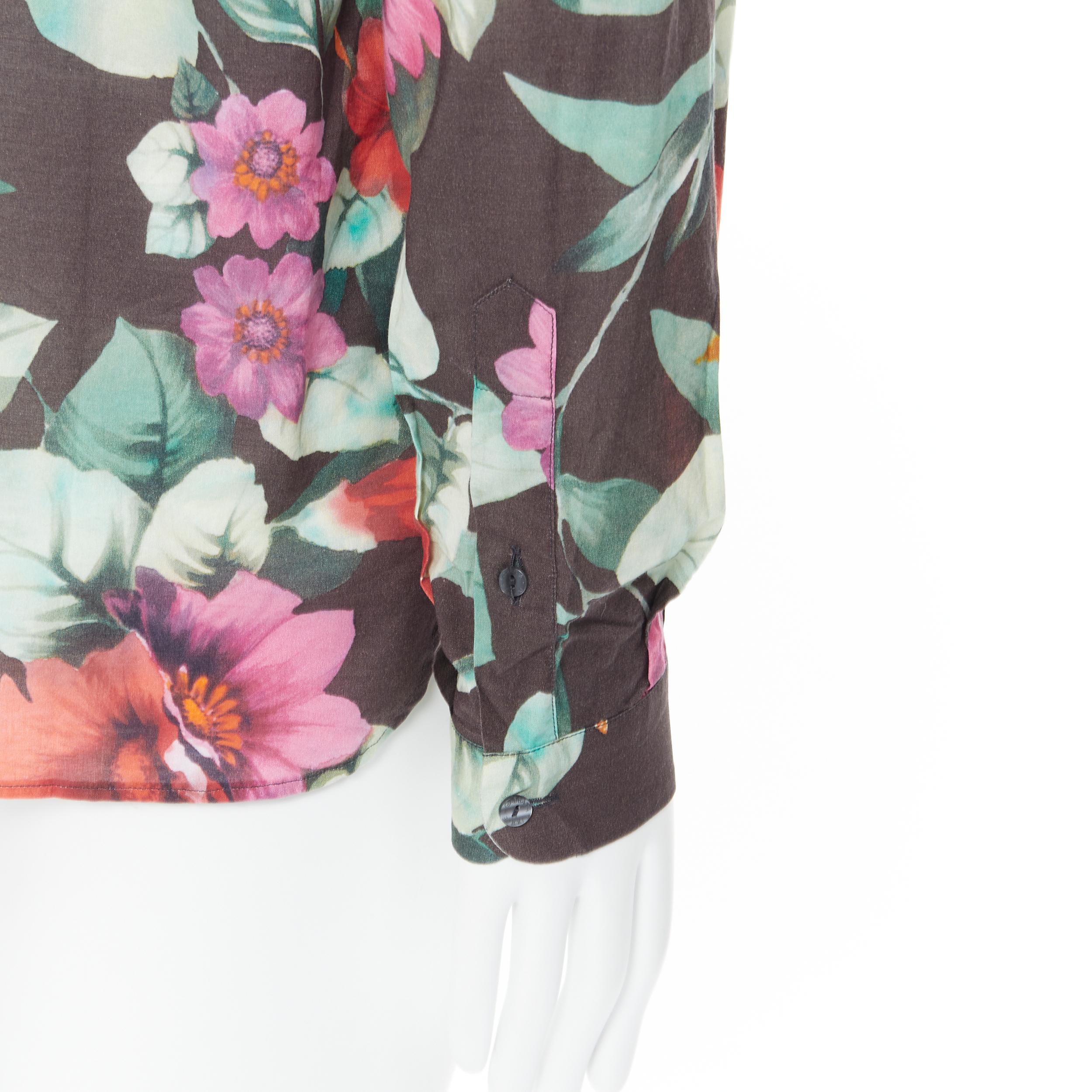 Men's new DOLCE GABBANA Hawaiian floral print cotton long sleeve casual shirt EU40 M