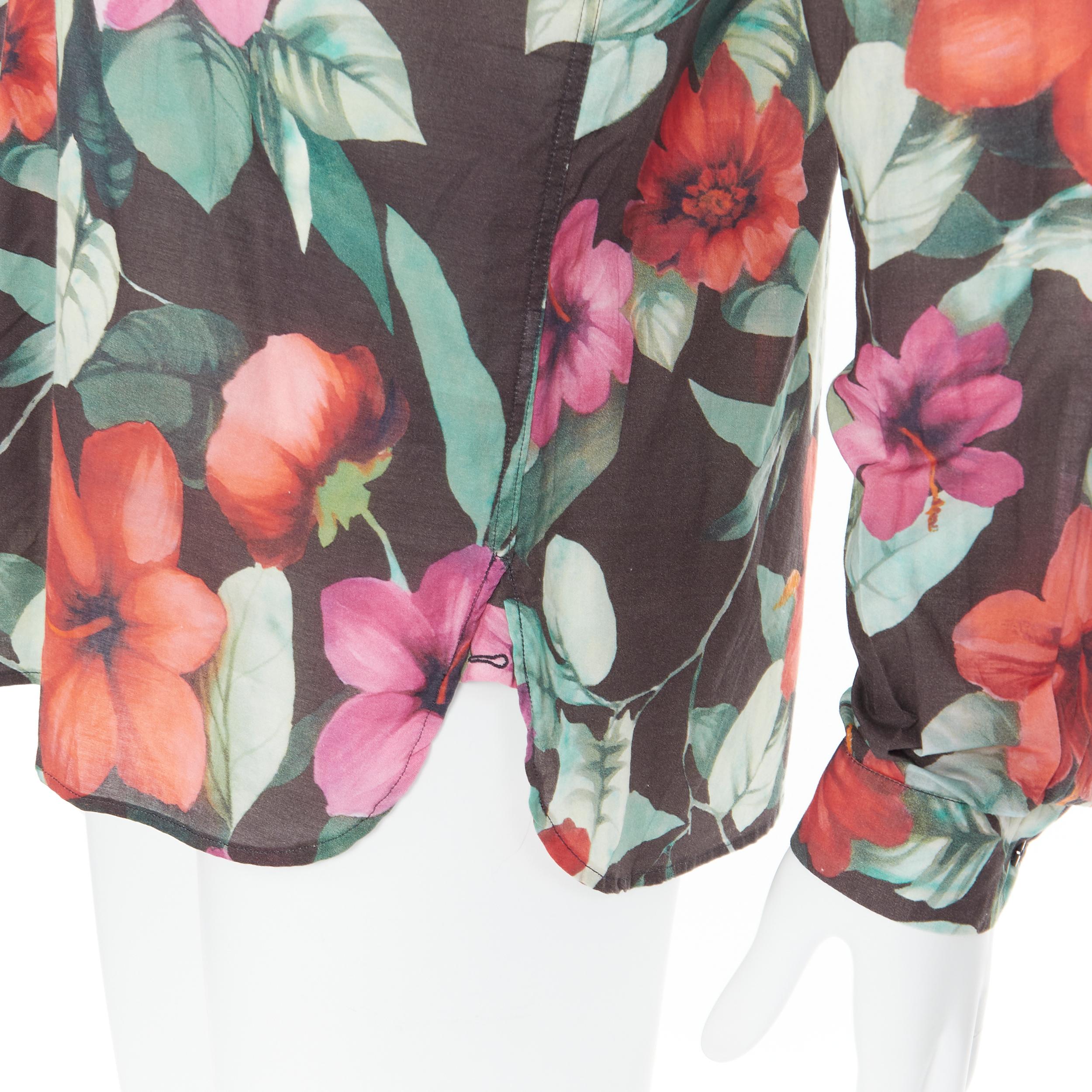 new DOLCE GABBANA Hawaiian floral print cotton long sleeve casual shirt EU40 M 1