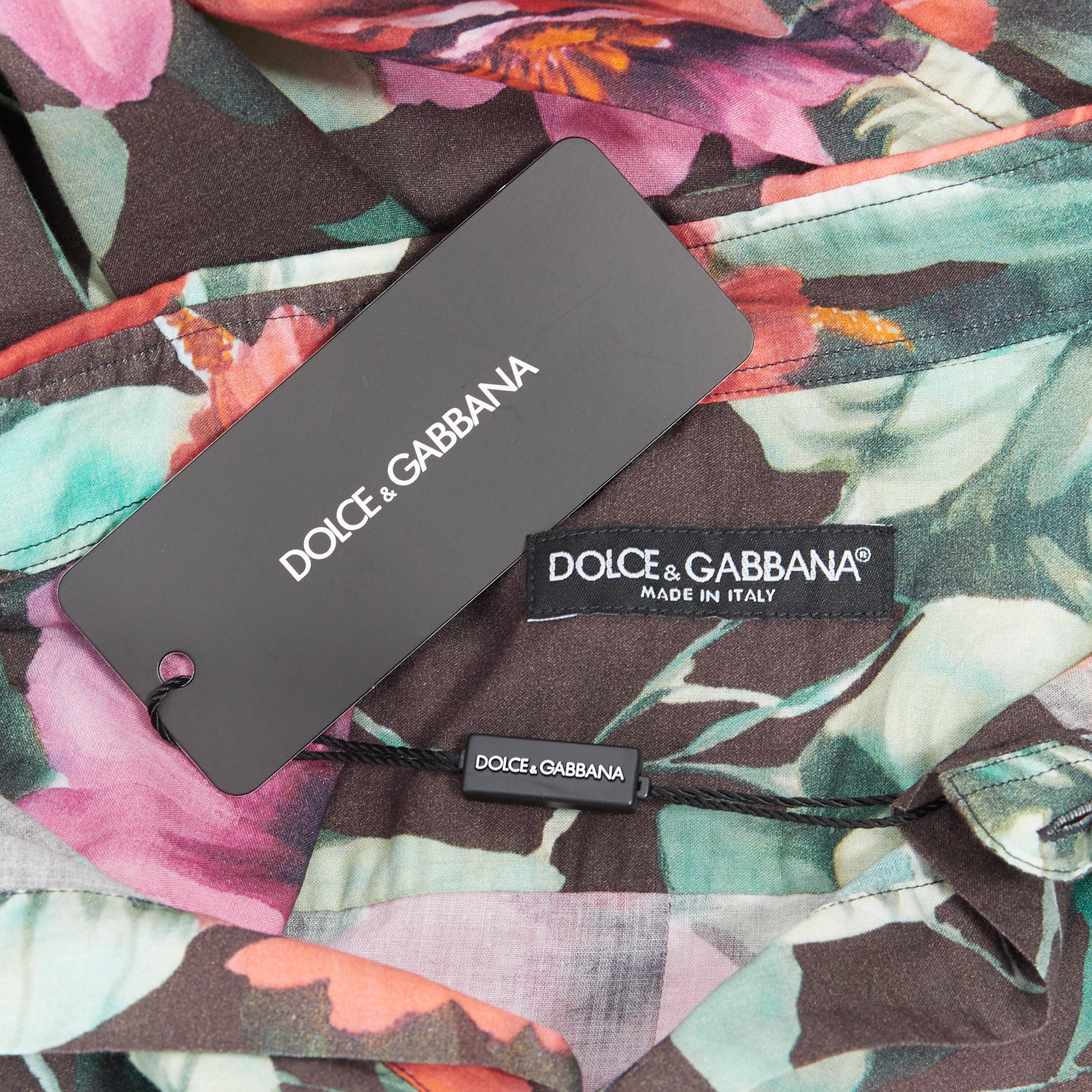 new DOLCE GABBANA Hawaiian floral print cotton long sleeve casual shirt EU41 L 2