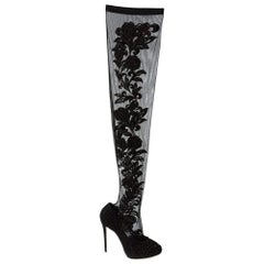 NEW Dolce & Gabbana Lace Panel Over the Knee Boots IT37 US 6.5