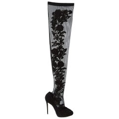 NEW Dolce & Gabbana Lace Panel Over the Knee Boots IT39 US 8.5