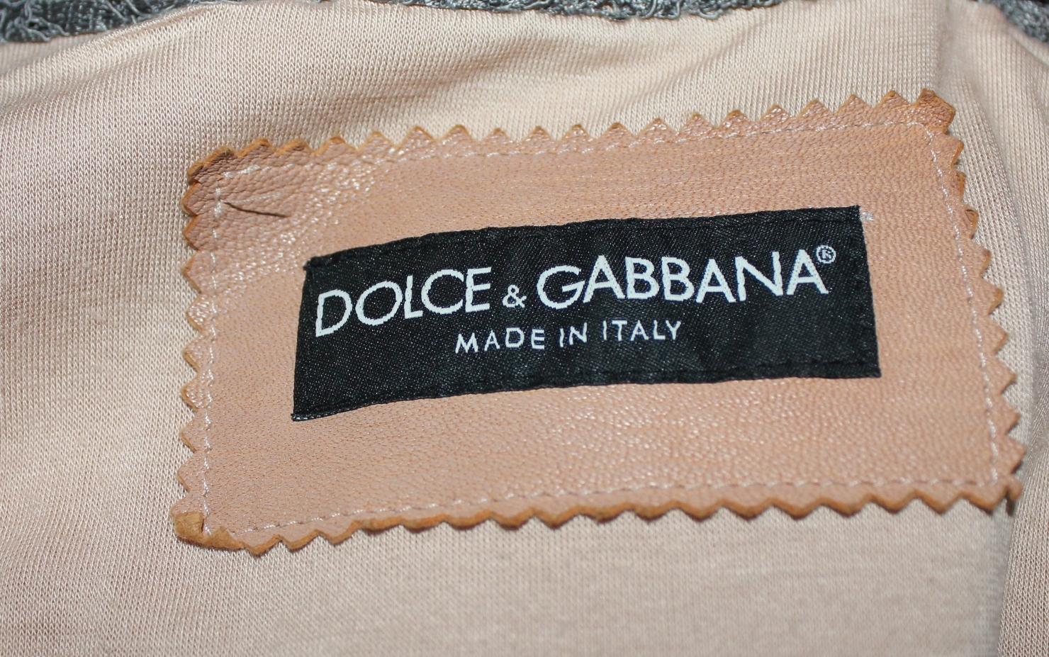 Women's NEW Dolce & Gabbana Leather Lace Jacket with Jewelry Buttons 42 For Sale