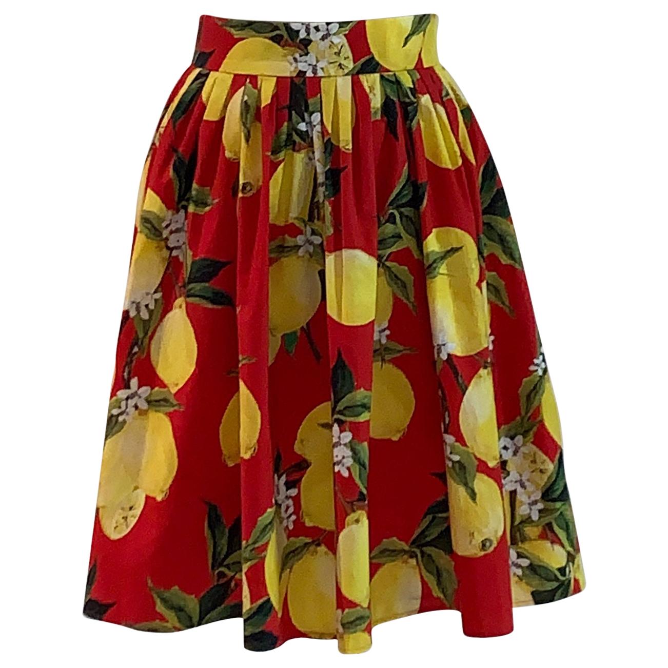 New Dolce & Gabbana Lemon Print Skirt in Red and Yellow