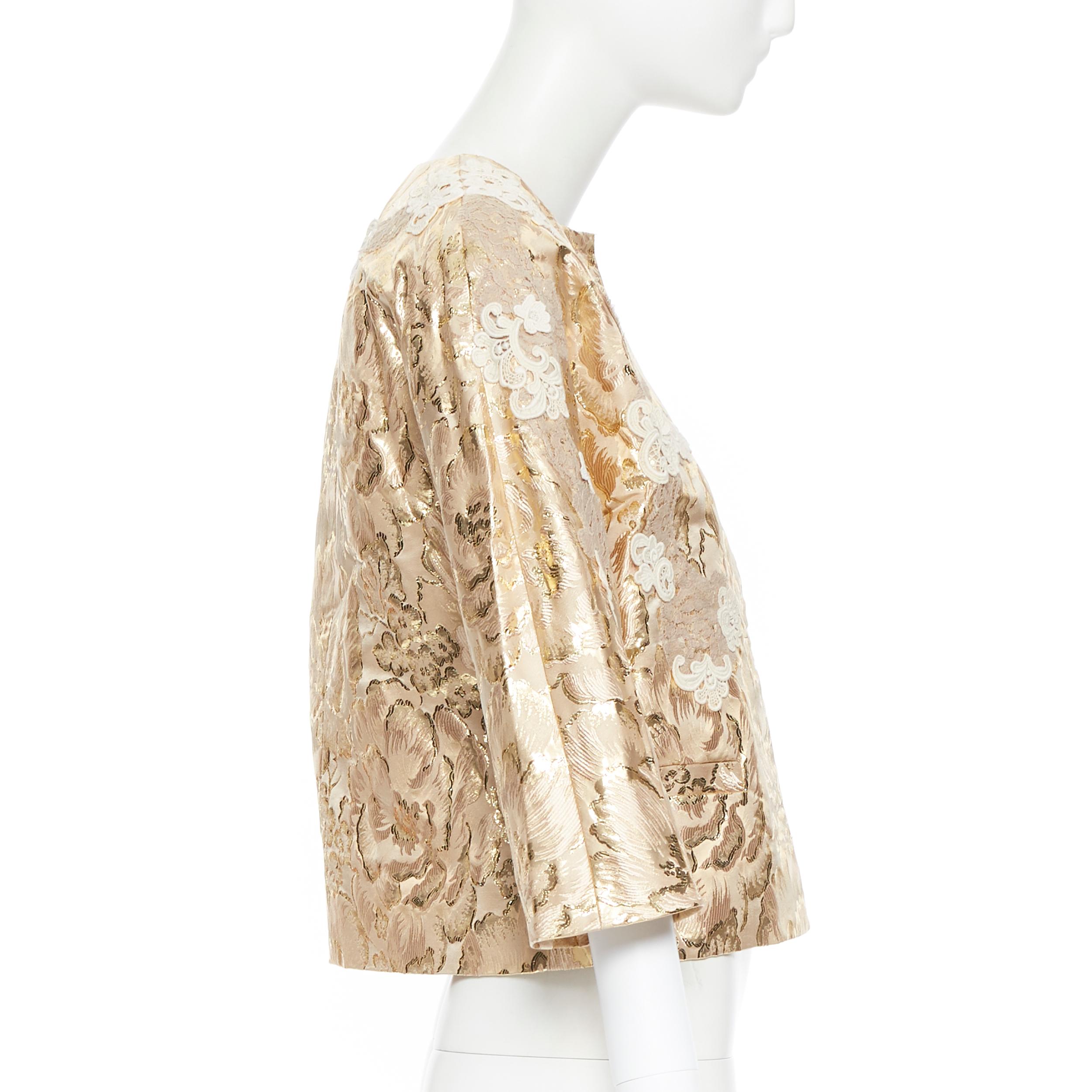 Gold new DOLCE GABBANA metallic gold lace applique floral brocade jacket IT36 XS