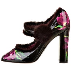 New Dolce & Gabbana Patent Leather Mink Pumps Heels Fall 2016 Sz 38.5