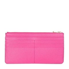 New Dolce & Gabbana Pink Large Dauphine Leather Card Holder Wallet