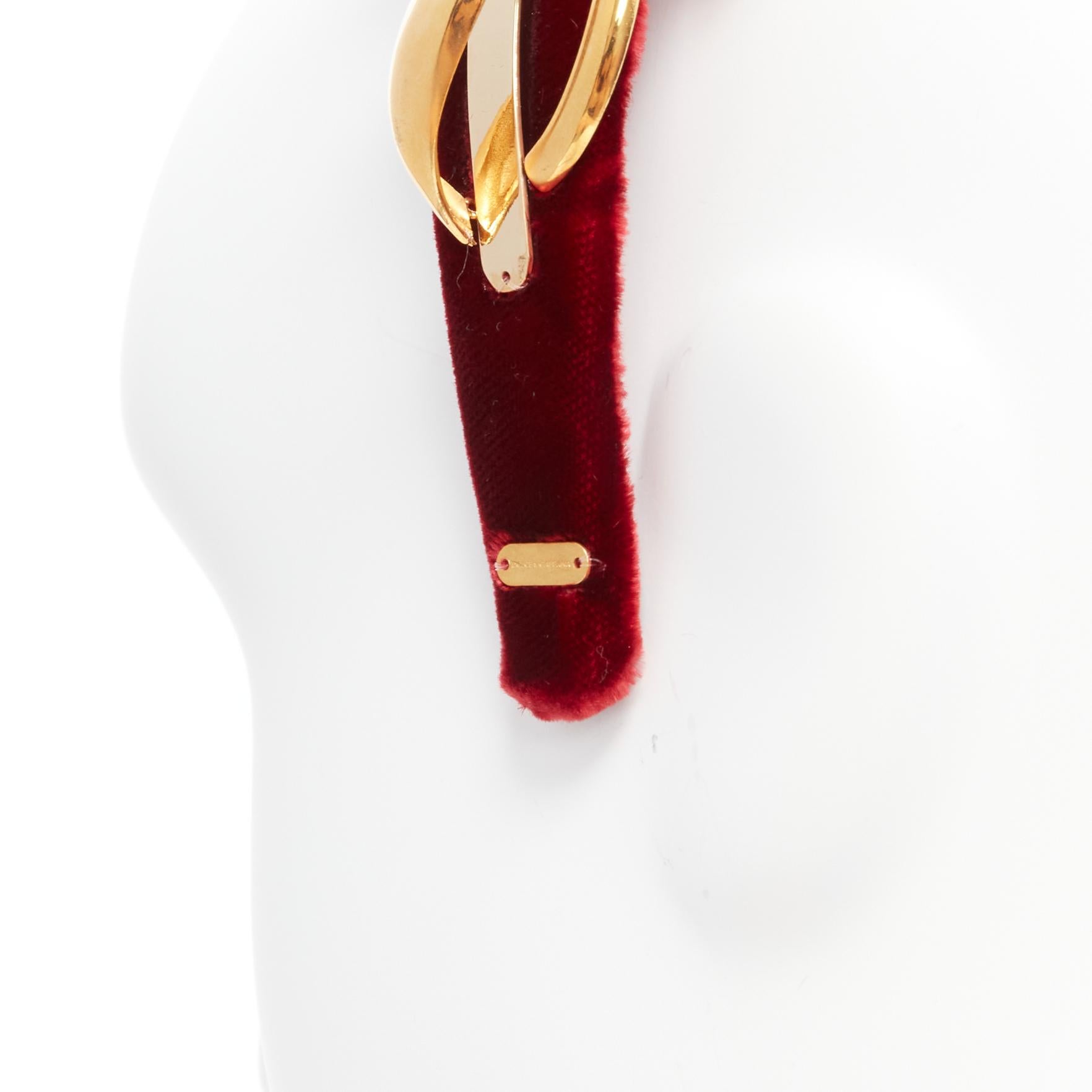 new DOLCE GABBANA red rose crystal gold ribbon velvet statement headband 3