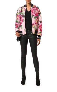 NEW Dolce & Gabbana Rose Print Bomber Jacket IT40