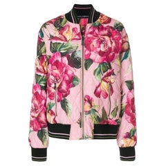 NEW Dolce & Gabbana Rose Print Bomber Jacket IT40