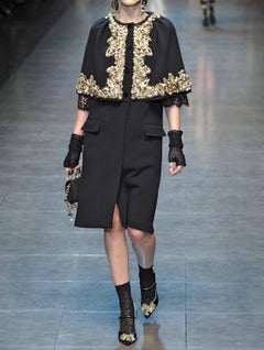 NEW! Dolce & Gabbana Runway Black Gold Evening Mary Jane Heels in Box