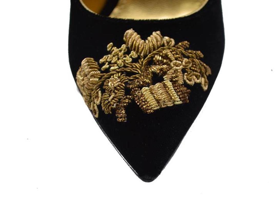 Women's NEW! Dolce & Gabbana Runway Black Gold Evening Mary Jane Heels in Box