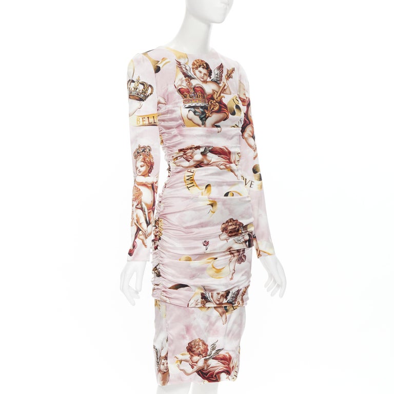 new DOLCE GABBANA Runway pink Cherub angel print ruched body con dress IT40  at 1stDibs | dolce gabbana angel dress, angel print dress, pink cherub dress