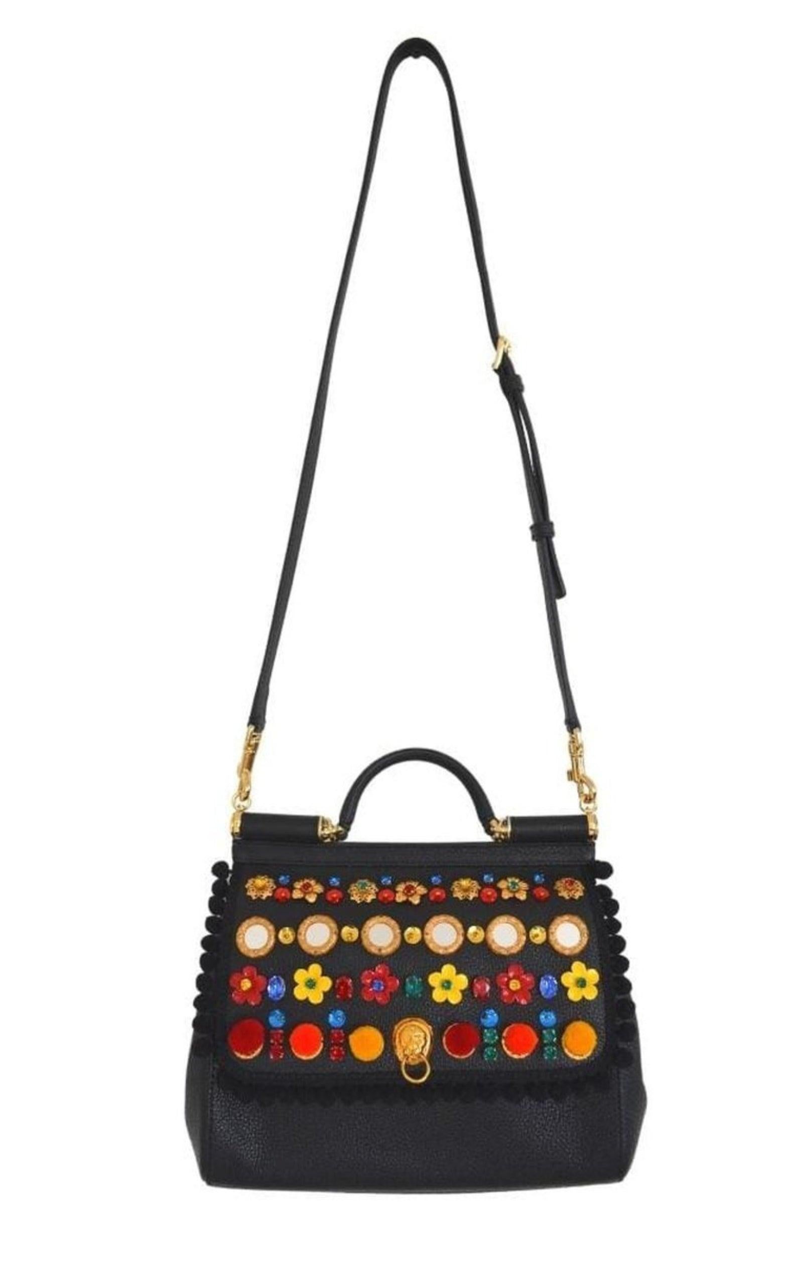 NEW Dolce & Gabbana Sicily In Raffia Shoulder Leather Bag For Sale 2