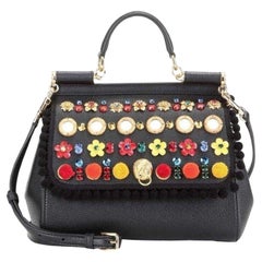 NEW Dolce & Gabbana Sicily In Raffia Shoulder Leather Bag