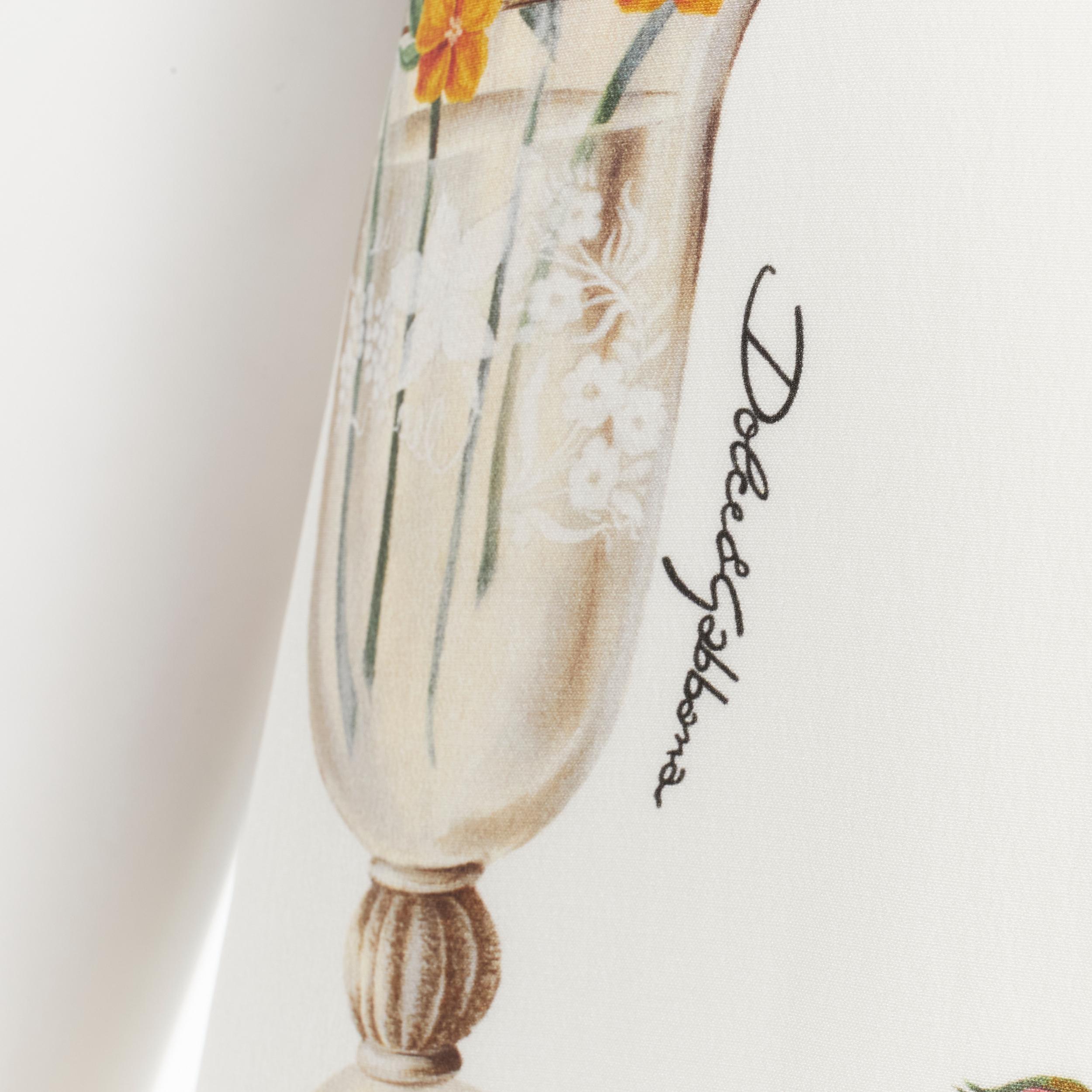 new DOLCE GABBANA silk vase floral lace cold shoulder flared dress IT38 XS For Sale 1