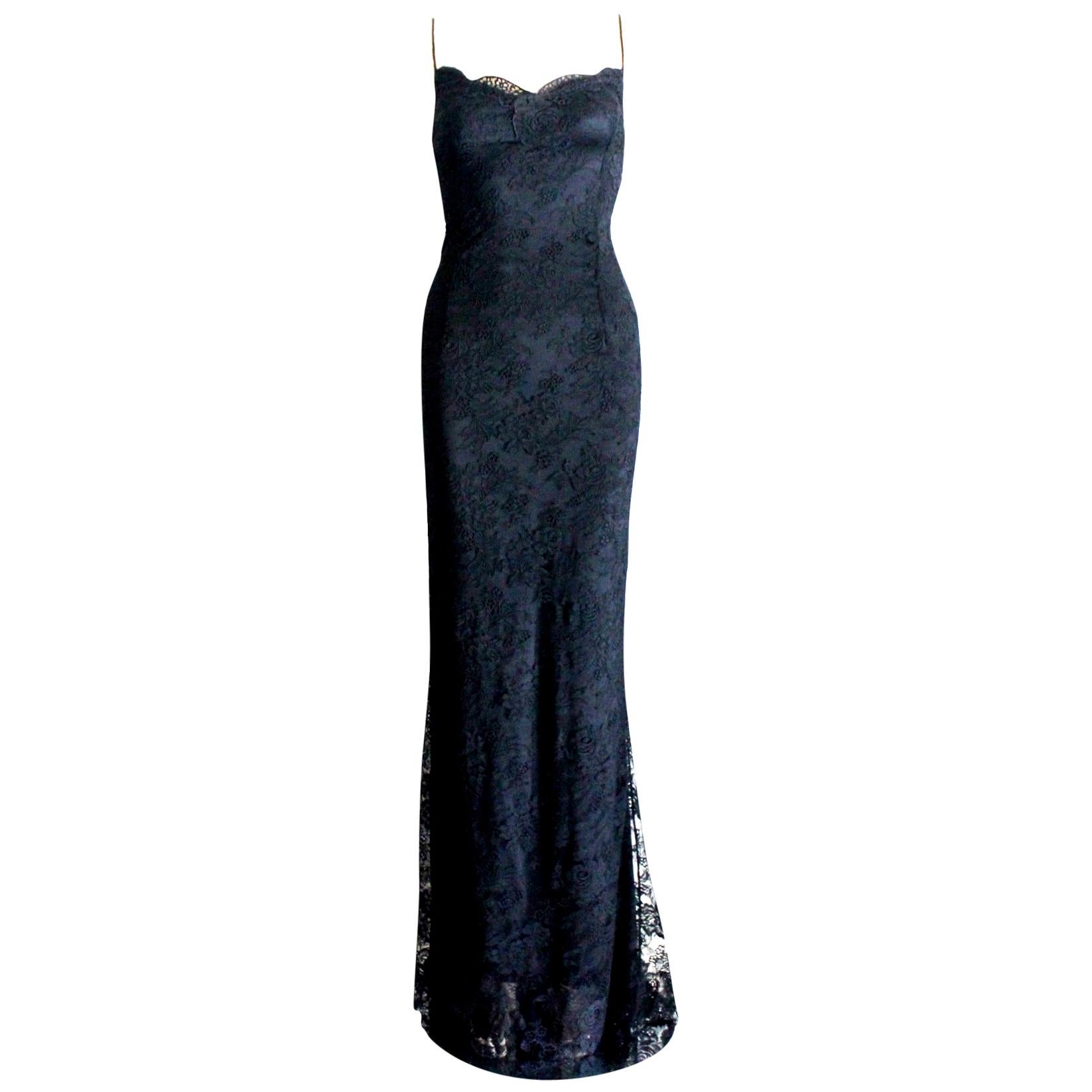 UNWORN Dolce & Gabbana "Special Piece" Black Lace Evening Gown Maxi Dress 38