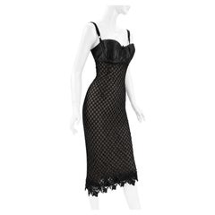 Robe transparente Dolce & Gabbana printemps-été 1997, avec bustier en maille macramé noire, taille 44 US (6/8)